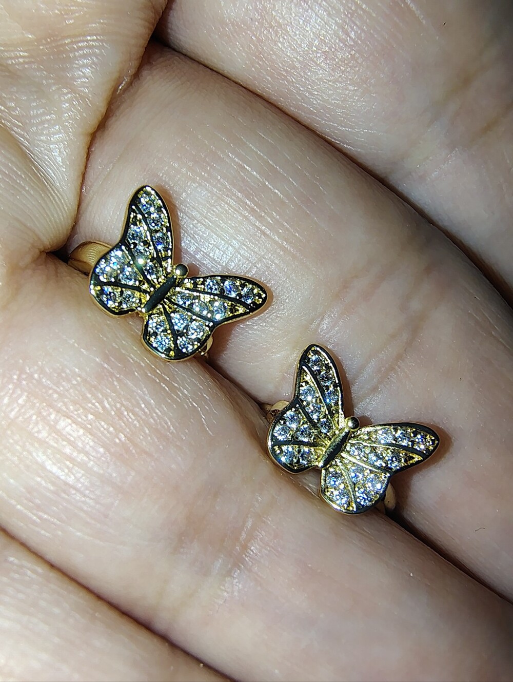 Butterfly Huggie Hoops Diamond Gold Tone Women Hypoallergenic Earrings Gift